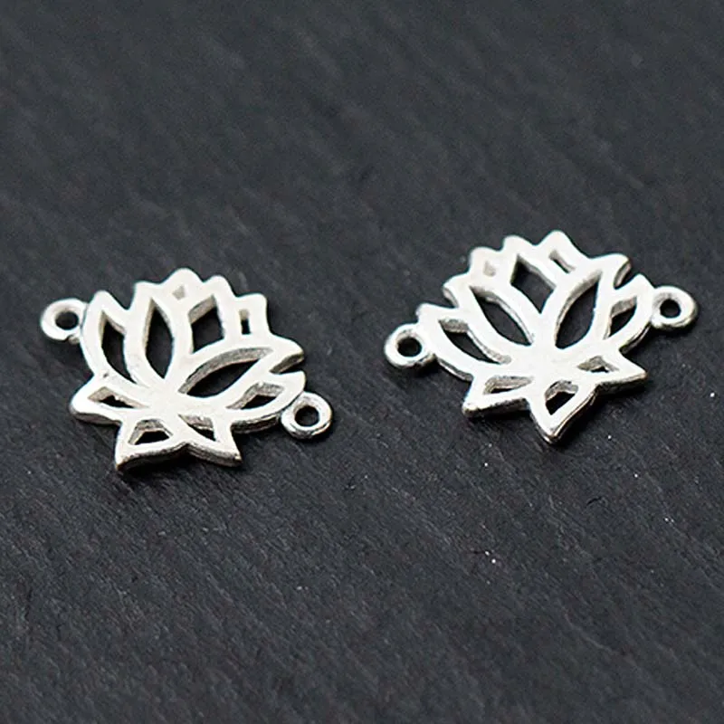 

2pcs/lot 925 Sterling Silver Hollow Craft Lotus Connectors Charm Pendant Beads Fit Women Bracelets Necklace DIY Jewelry Making