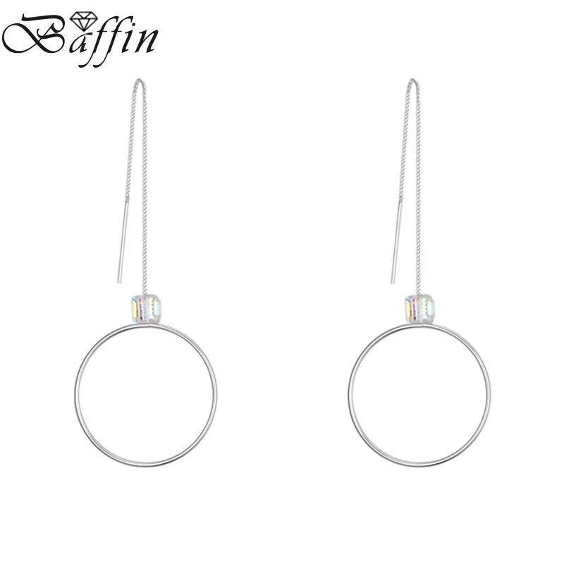 

BAFFIN Original Crystals From Swarovski Long Chain Circle Pendant Earrings 2017 Fashion Stud Earrings Party Jewelry Women Gift