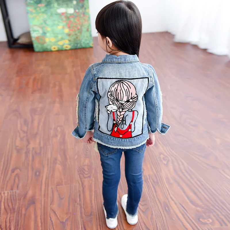 Jaqueta para Meninas com Capuz Cabolsas da Criança da Menina Babyinstar Menina Denim Jaqueta Casual Padrão Roupas Topos Crianças 18 Babyinstar menina denim jaqueta para meninas com