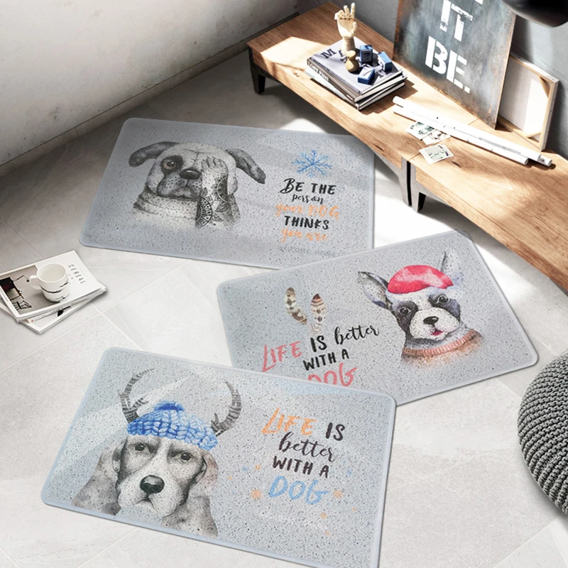 

PVC Silk Loop Dust-proof Foot Mat Doormat Cartoon Dog Design Door Mats Shoes Scraper for Front Door Entrance Outside Doormat