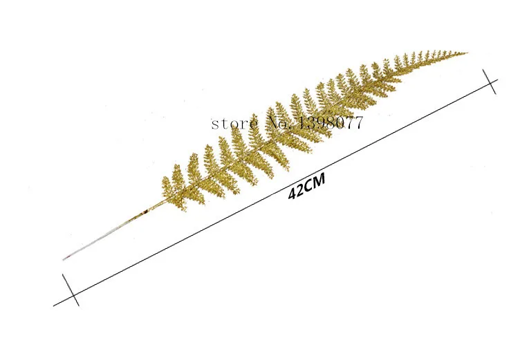 42 см Золотой Серебряный Блестящий папоротник перо искусственный цветок позолоченная трава Рождественский цветок DIY цветок источник материала