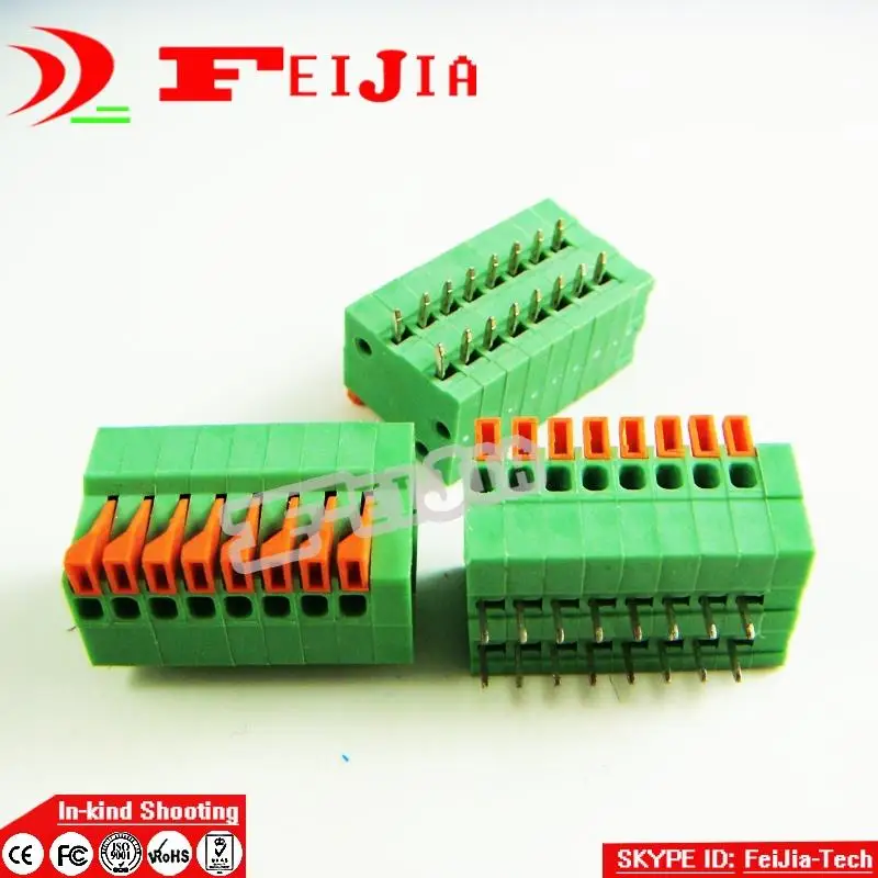 20PCS Lot 141R 2 54 8P 8Pin PCB Spring Terminal Block ROHS connector Pitch 2 54mm