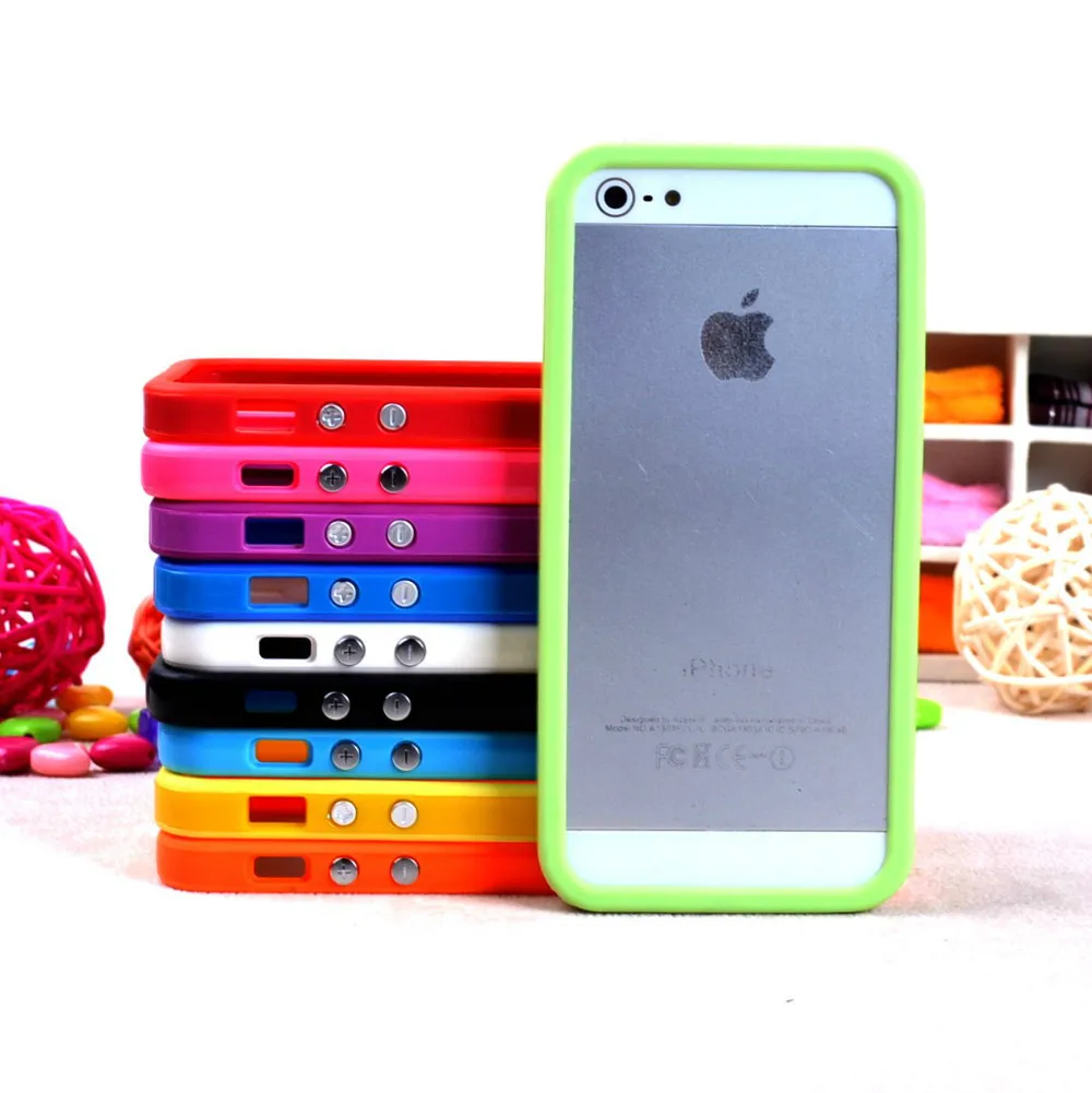 

New Solid Color tpu pc silicone protector Bumper For iphone 5 5s SE protector cover cell phone bags case with 10th colors