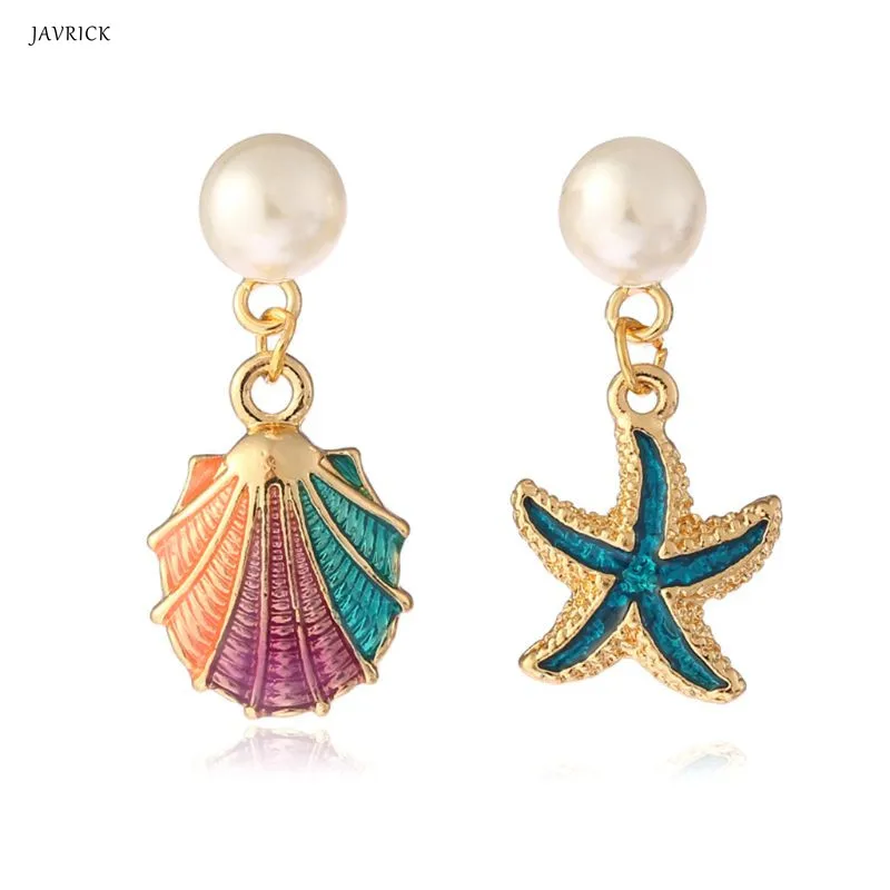 

Women Earrings Statement Alloy Enamel Shell Jewelry Charms Lady Beach Starfish Irregular Dangle Decoration Girls Luxury Gifts