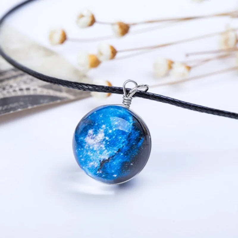 

Starry Glass Ball Fashion Necklace Women Pendants Ladies Female Star Round Rope Chain Necklaces 2018 New