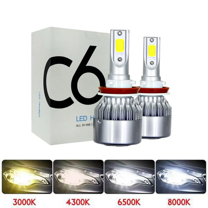2 шт. H7 Светодиодный Turbo H4 Автомобильная фара COB H11/H8/H9 H1 H3 9005/HB3 9006/HB4 Hir2 H27 8000LM 6500K 12В