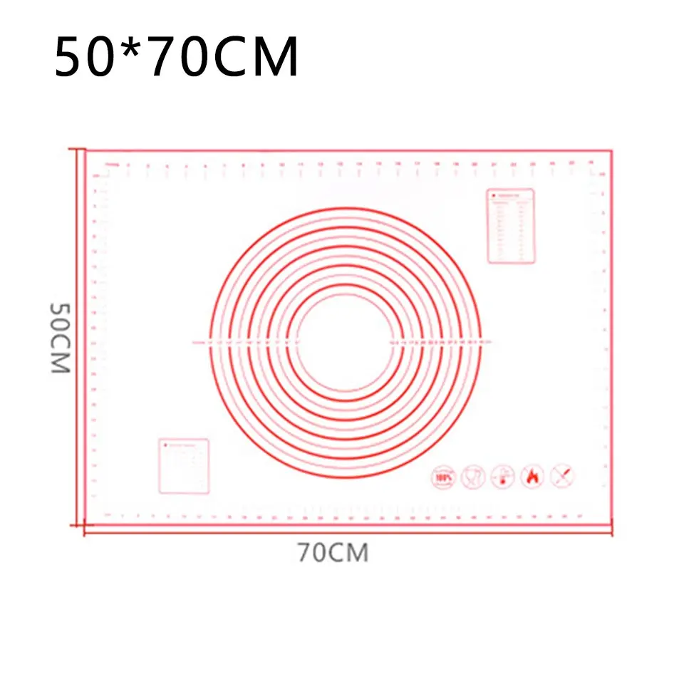 Многоразовый силиконовый коврик для выпечки с антипригарным покрытием для духовки, Экологичный коврик для раскатки теста, большие кухонные обеденные инструменты, Аксессуары для выпечки, горячая Распродажа - Цвет: 50-70cm-Red