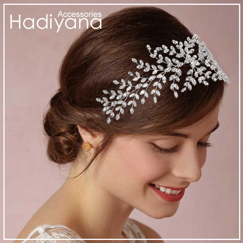Online Diadema de novia con circonita, accesorios para el cabello para mujer, accesorios para el cabello de joyería, broches de lujo suave BC4702