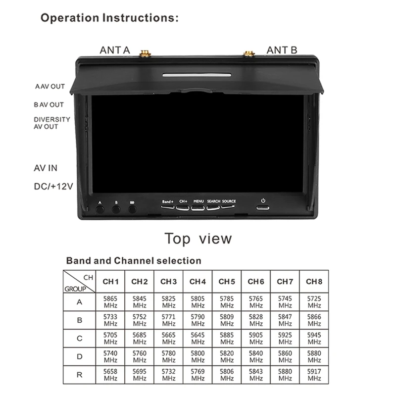 7 дюймовый TFT ЖК экран FPV монитор LT5802S 800*480 разрешение 5 8G 40CH светодиодная подсветка
