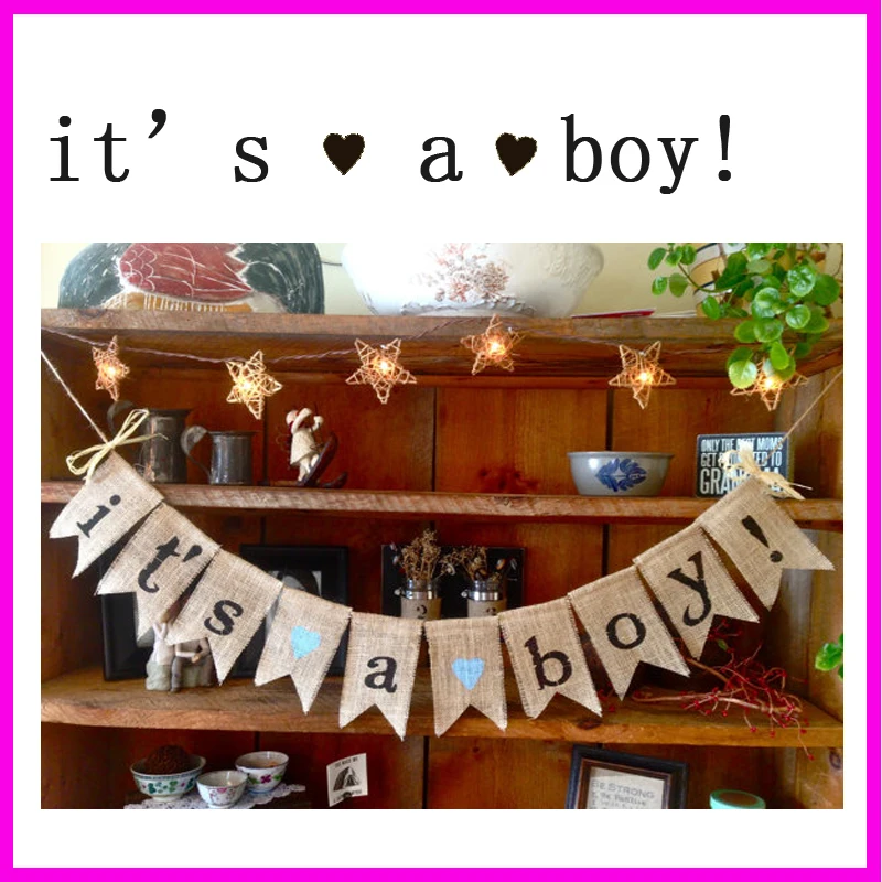 Burlap Baby Bunting Baby Shower Decoration Its A Boy Bunting