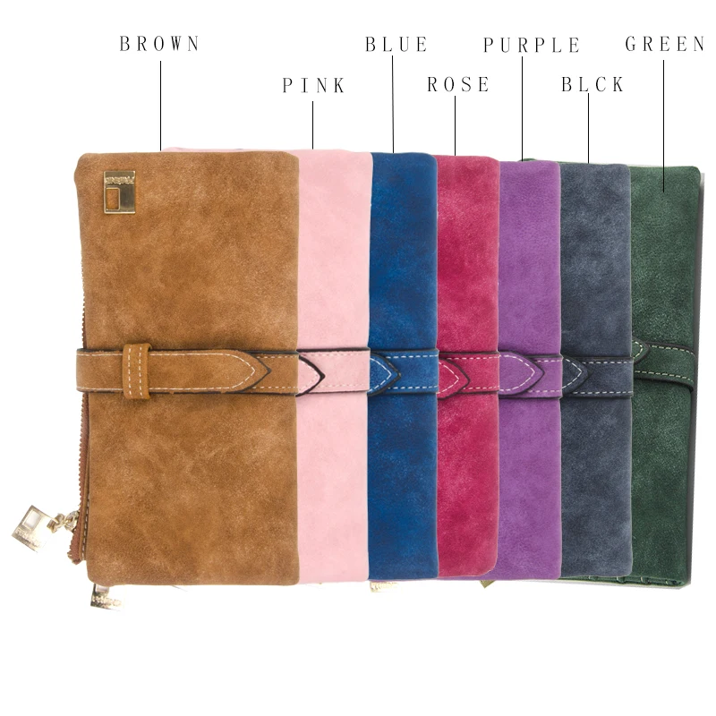 Famous Brand Long Purse Two Fold Women Wallets Drawstring Nubuck Leather Zipper Suede Wallet Ladies Carteira Feminina Clutch Bag Famous Brand Long Purse Two Fold Women Wallets Drawstring Nubuck Leather Zipper Suede Wallet Ladies Carteira Feminina Clutch Bag