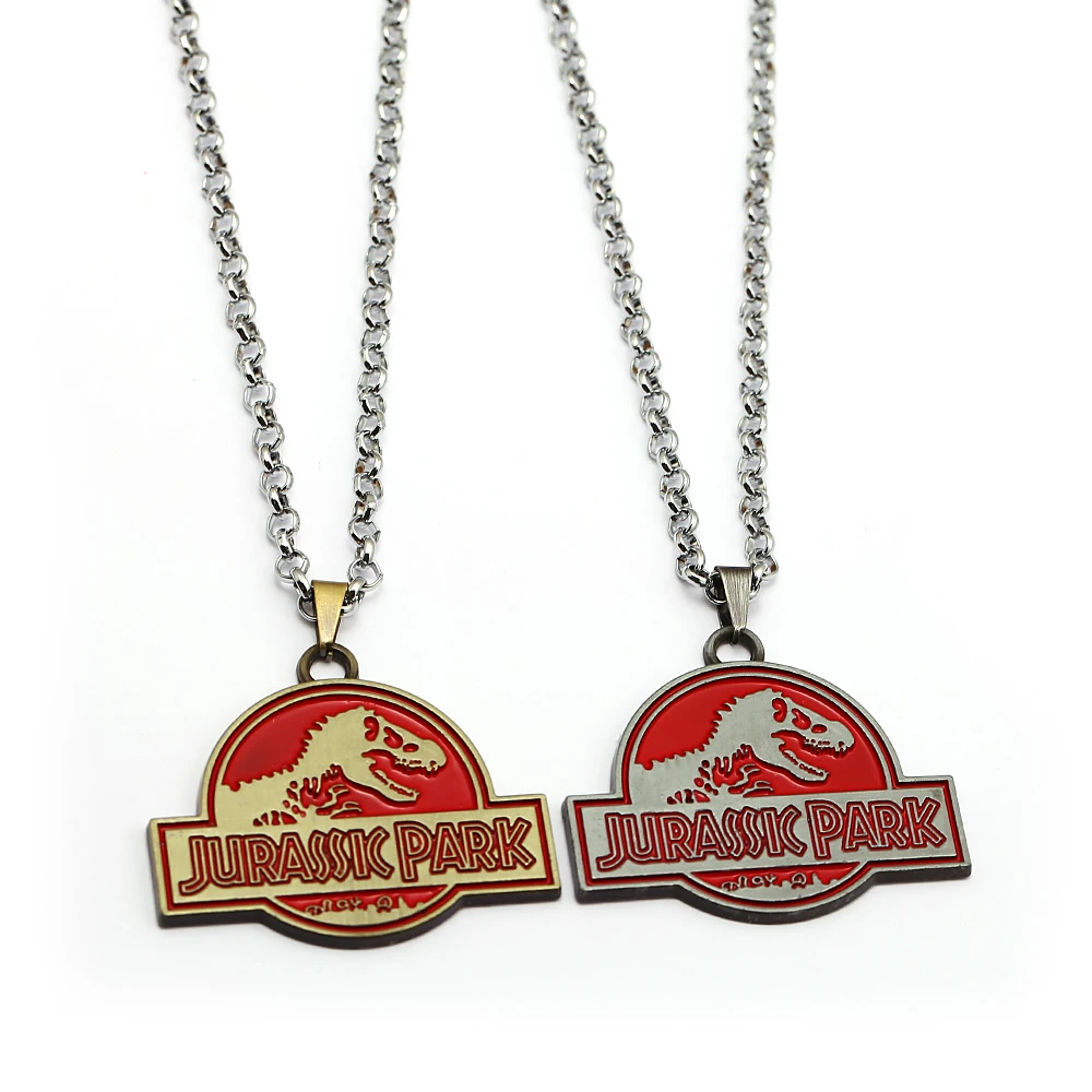 clásico con Jurassic colgante de dinosaurio con logotipo de la película Jurassik World, joyería para Fans, regalo|Collares - AliExpress
