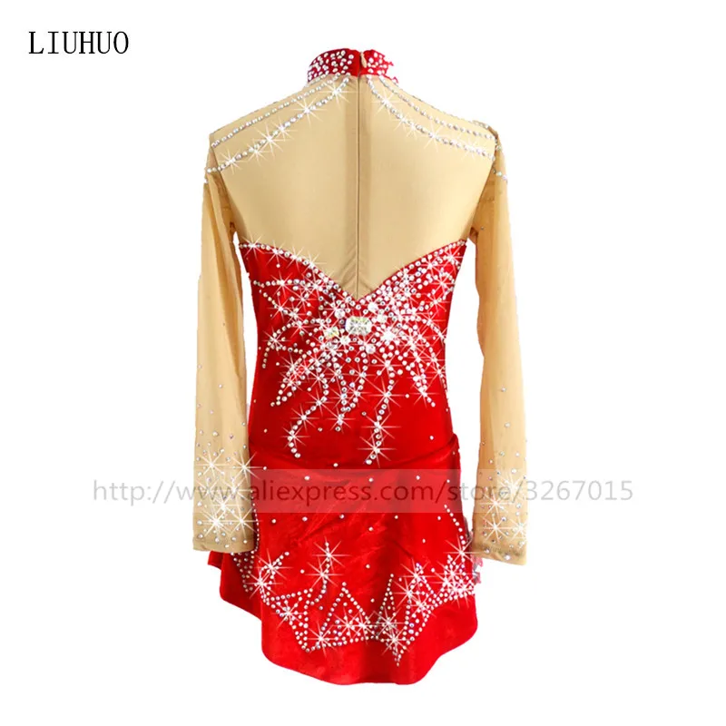 Фигурное катание платье Для женщин девочек Катание на коньках платье Красный высококачественный бархат ткань комфортно теплые воды на