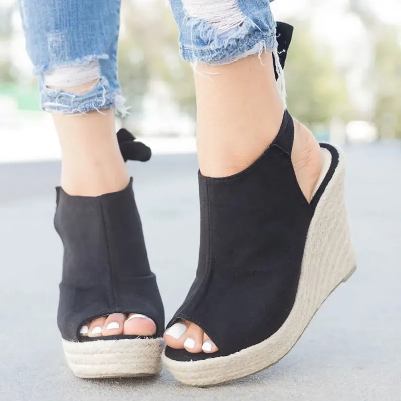 

Faux Suede Ankle Strap Wedges Women Sandals Plus Size 35-43 Peep Toe High Heels Leopard Gladiator Platform Drop shipping XWZ6050