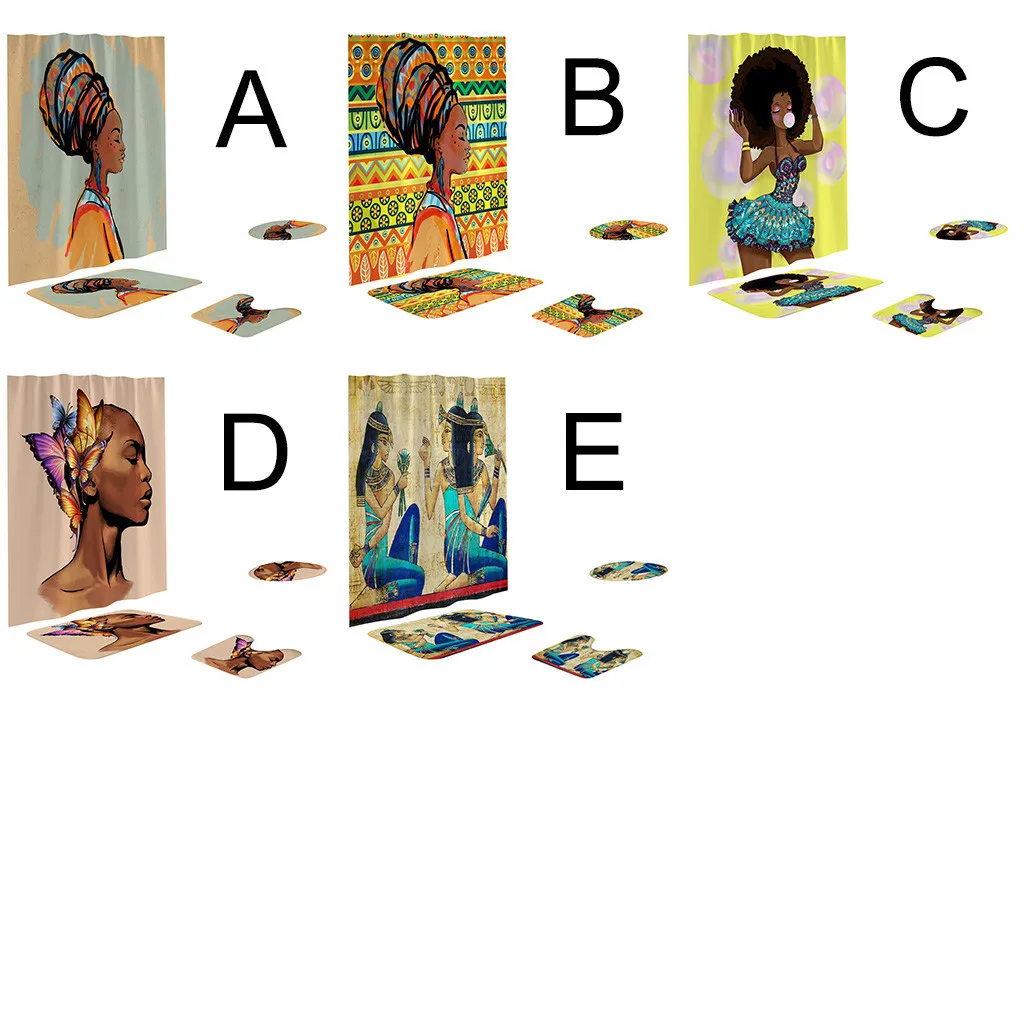 4 шт. нескользящий коврик из полиэстера для туалета, комплект для ванной, занавески для душа, водопоглощающие, противоскользящие домашние украшения, коврик для ванной