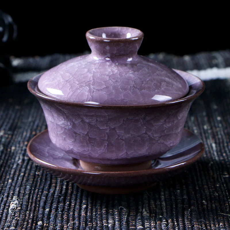 Кофейные чайные сервизы ледяная трещина керамический чайник Gaiwan, чайная чашка китайские чайные наборы кунг-фу - Color: Light Grey