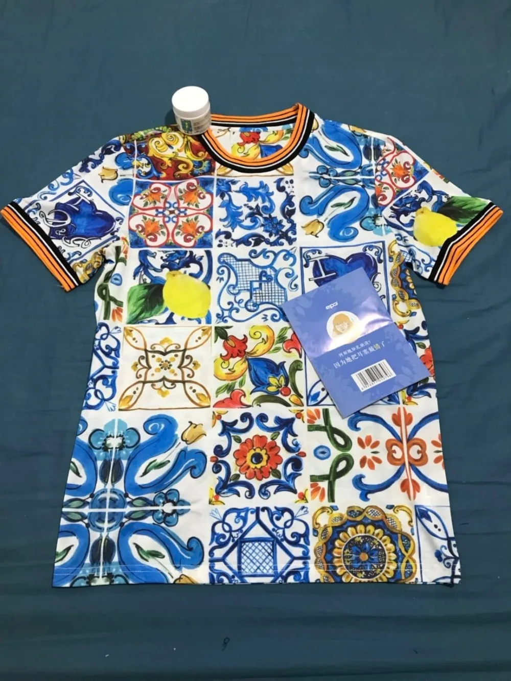 

S01272 Fashion Men's Tops & Tees 2019 Runway Luxury Brand European Design Short O-neck Print party style T-Shirts Men's Clothing