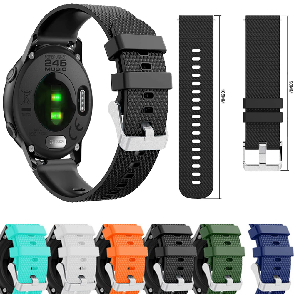 Ремешок силиконовый для наручных часов 20 мм Garmin Forerunner 245 245M Music 645|Ремешки часов| |