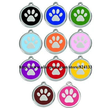 

best-selling 2017 paw shaped dog tags for pets,30mm round disc id tags alloy,pet id tags pendant, free shipping