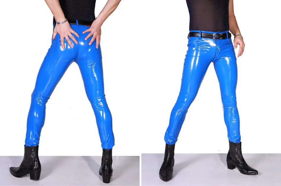 Для мужчин сексуальные брюки Slim Fit Брюки эластичный плотный Сияющий Стильный
