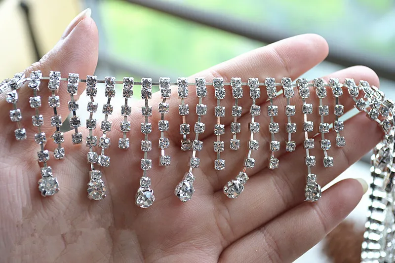 

30 см длина бисером кружево отделка Кристалл кисточкой лента с бахромой для DIY латинское платье/Свадебное платье Декор