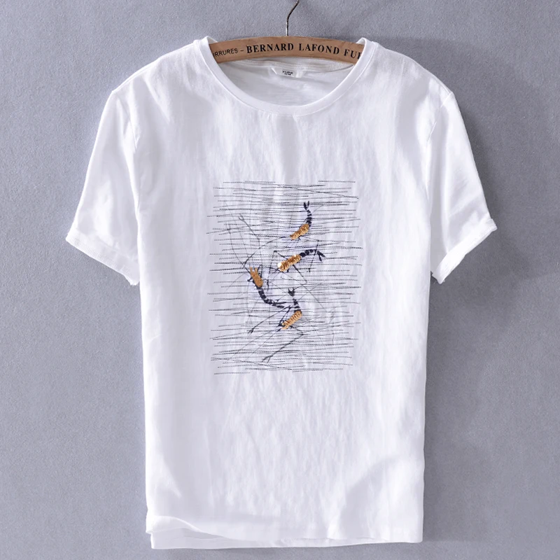 

Suehaiwe's brand 2019 summer white t shirt men linen casual t-shirt mens solid fashion t shirts male tops camiseta chemise