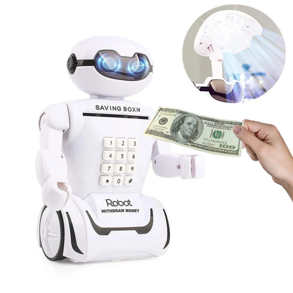 

Creative Electronic Piggy Bank Safe Cash Box Robot Music Saving Money Box Coin Bank Coin Box Desk Lamp for Children Toy