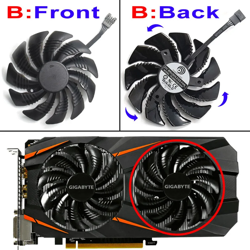Новинка вентилятор охлаждения 87 мм PLD09210S12HH 0.40A 4Pin для Gigabyte GeForce REDEON AORUS RX580/570 GIGABYTE