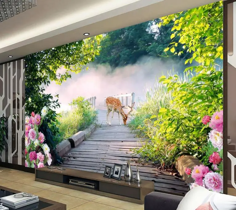 

customized 3d wallpapers for walls Balcony clear water lake 3d Backdrop mural 3d room wallpaper landscape