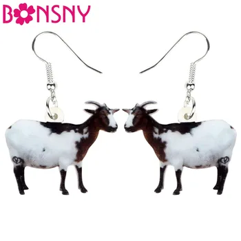

Bonsny Acrylic Black White Goat Earrings Drop Dangle Fashion Animal Pet Jewelry For Women Girls Teens Gift Party Accessories