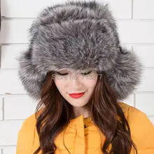 Women Plush Faux Fox Fur Stuffed Warm Winter Ear Warmer Hat NEW Outdoor Ski Hat High Quality Trapper Hats Winter Russian Hat