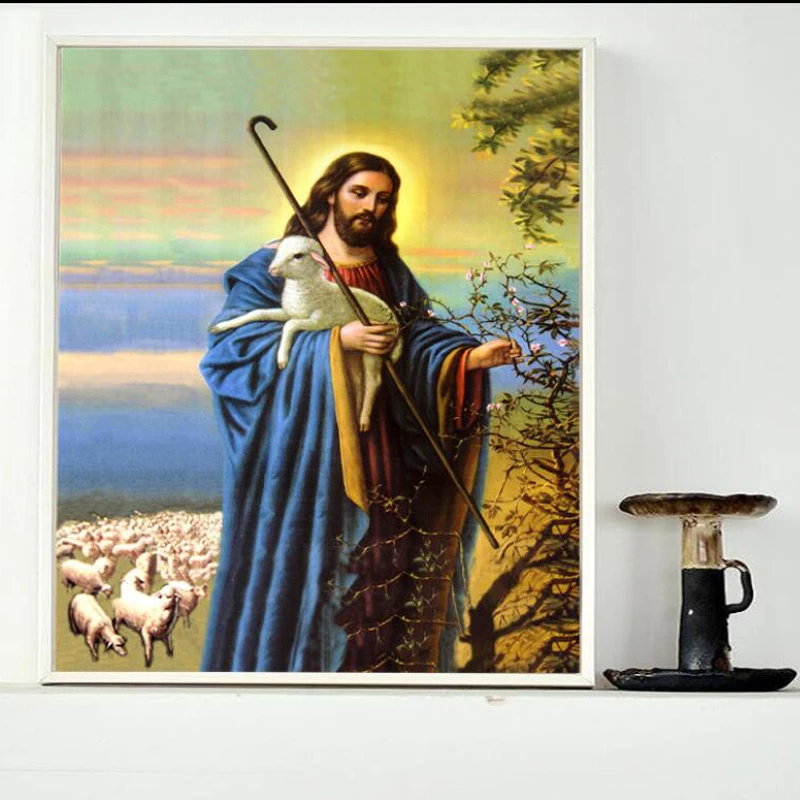 

5d Diy Diamond Painting Jesus goat Cross Stitch Diamond Embroidery religion full Crystal square Diamond Mosaic Needlework