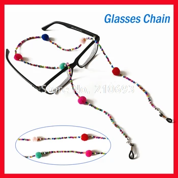 

Colorful Pearl Plush Beaded Eyeglasses Chain Anti Slip Sunglasses Reading Glasses Cord Free Shipping
