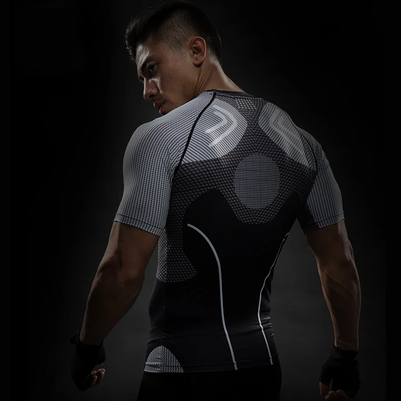 

Round neck short sleeve Compression Iron Man Shirt Raglan Sleeve 3D Printed T-shirts Men Summer Fitness Male Quick Dry Tops