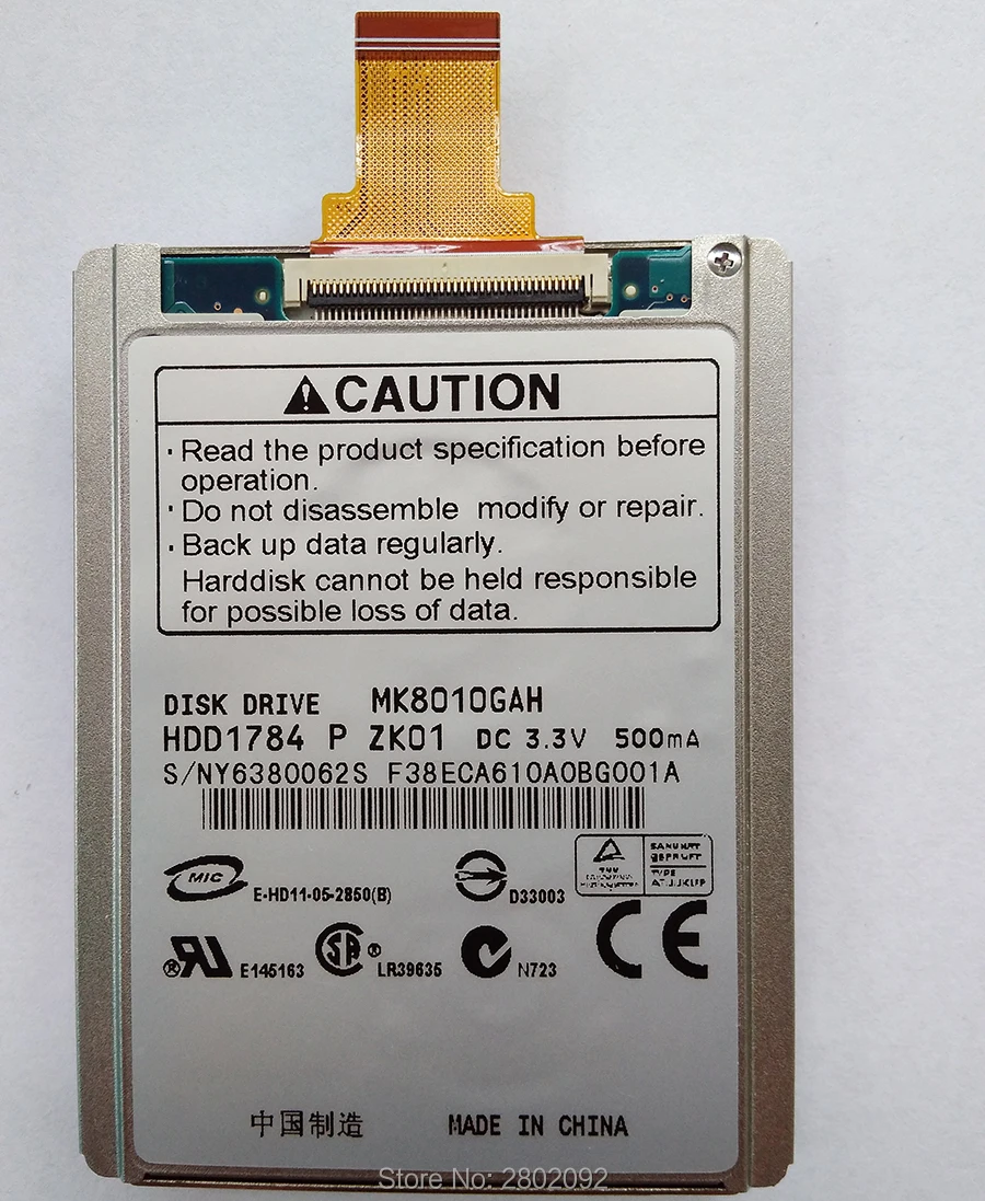 Новый 3 5 дюймовый жесткий диск MK8010gah и кабель для жесткого диска ce ZIF 80 Гб