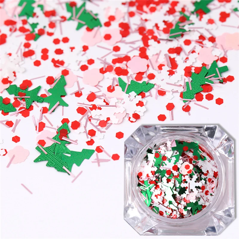 Рождественские аксессуары для украшения ногтей с блестками, 3D Блестки для ногтей, новогодние снежинки, блестящее кольцо, колокольчик, лось, снежинка, дизайн