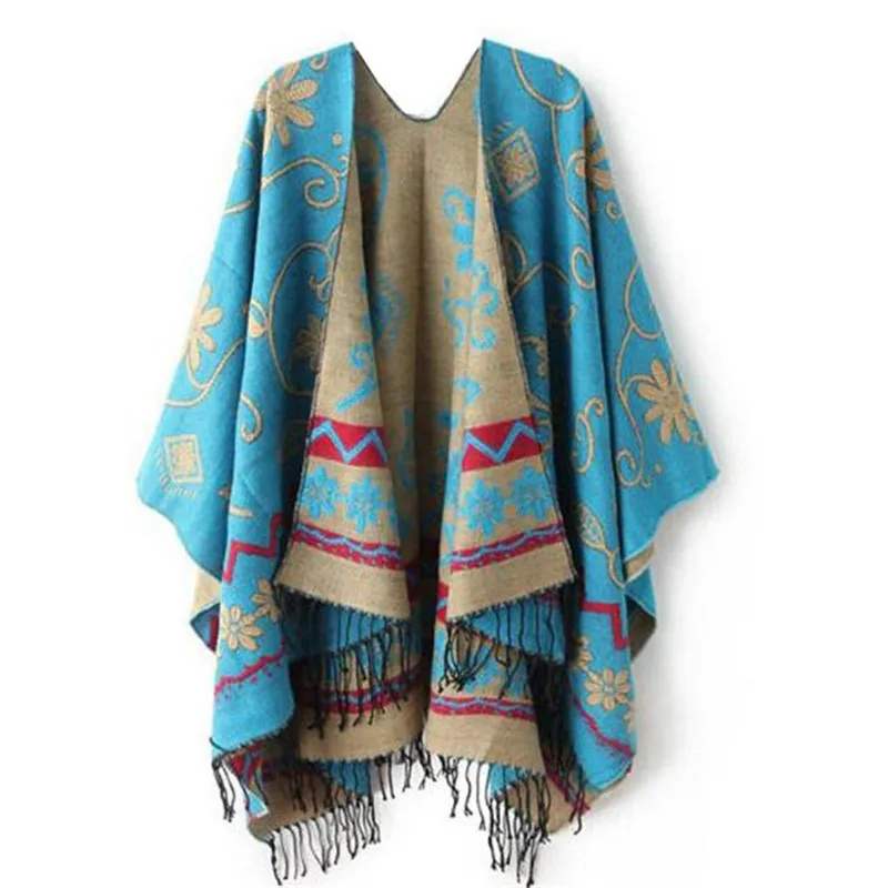 Women Winter Knitted Cashmere Poncho Capes Shawl Cardigans Sweater Coat women's scarves handkerchief hijab scarf 40MA0407