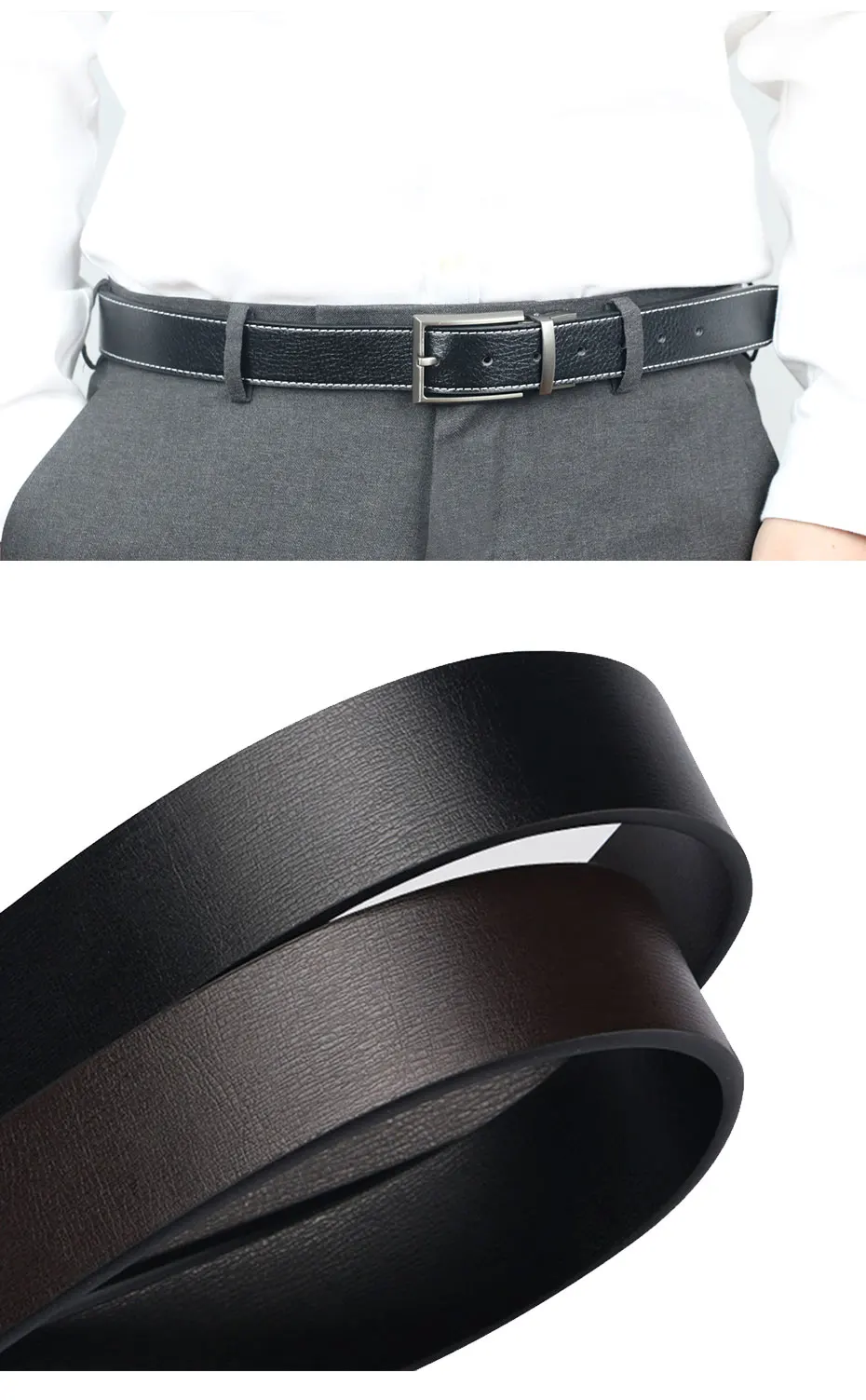 Maikun Belts for Men Luxury Reversible Pin Buckle Male Belt Fashion Men Genuine Leather Belts For Jeans