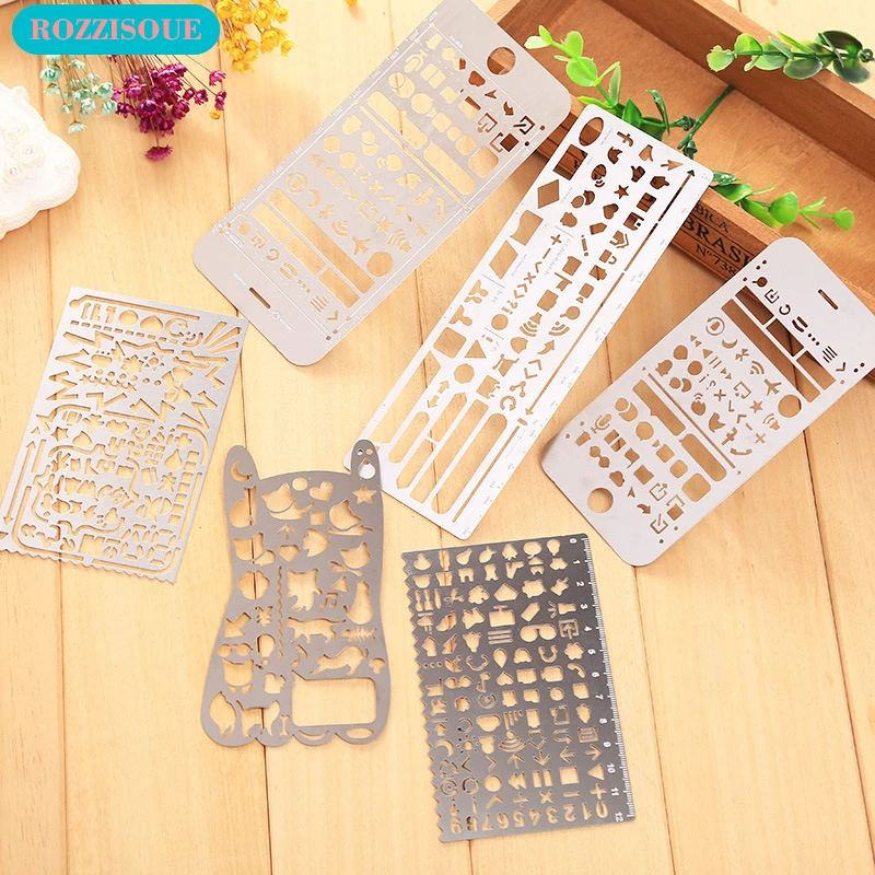 

Creative Painting Template Stainless Steel Hand Account DIY Album Theme Lace Metal Ruler Drawing Board Stencil Decoration Tools
