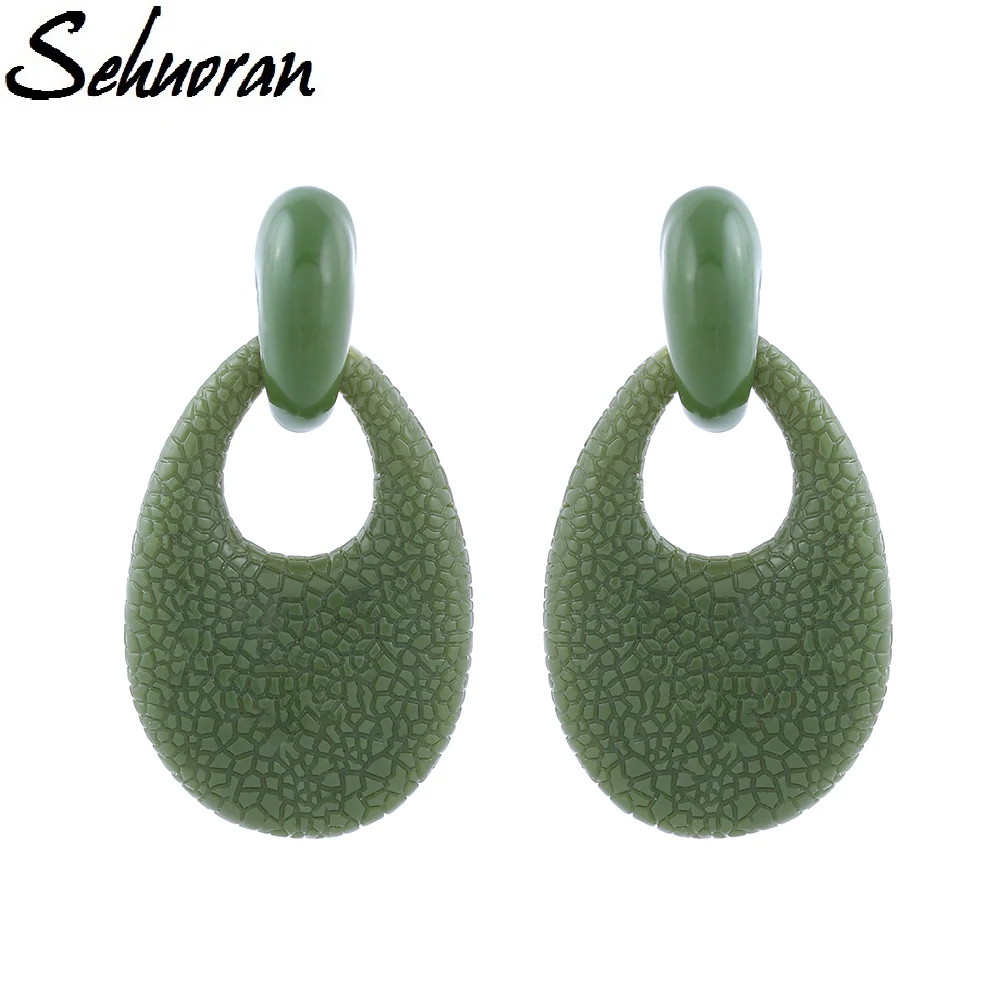 Sehuoran Drop Earrings Aretes Largos Oil Bohemian Zinc Alloy Multi-Color Resin Water Statement Earring For Woman | Украшения и