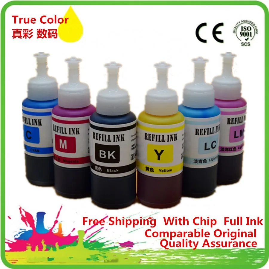 6 x 70ml Refill Dye Ink Kit For Epson L800 L801 Printing Inkjet Printer