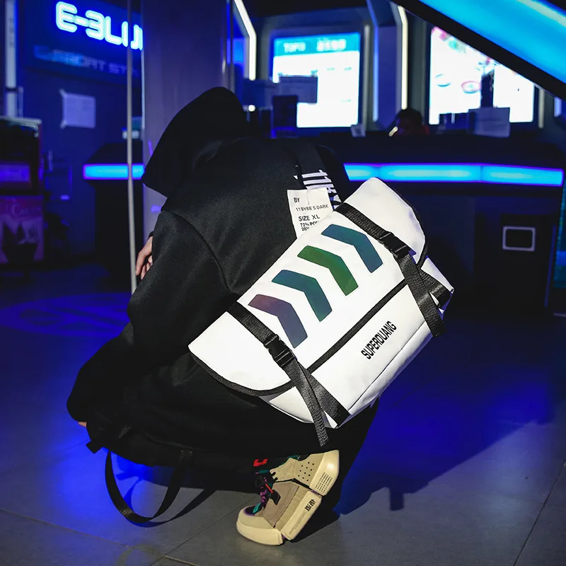 Bolsa de Mensageiro Pacote de Período Multi-função de Ombro Masculina Moda Reflexiva Bolsas Oblíqua Único Oblíquo Mochila 2020