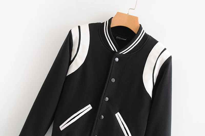 awesome  Long Sleeve Spring Autumn feminine coat Jacket Vintage Coat Autumn Black White Bomber Jacket Short 