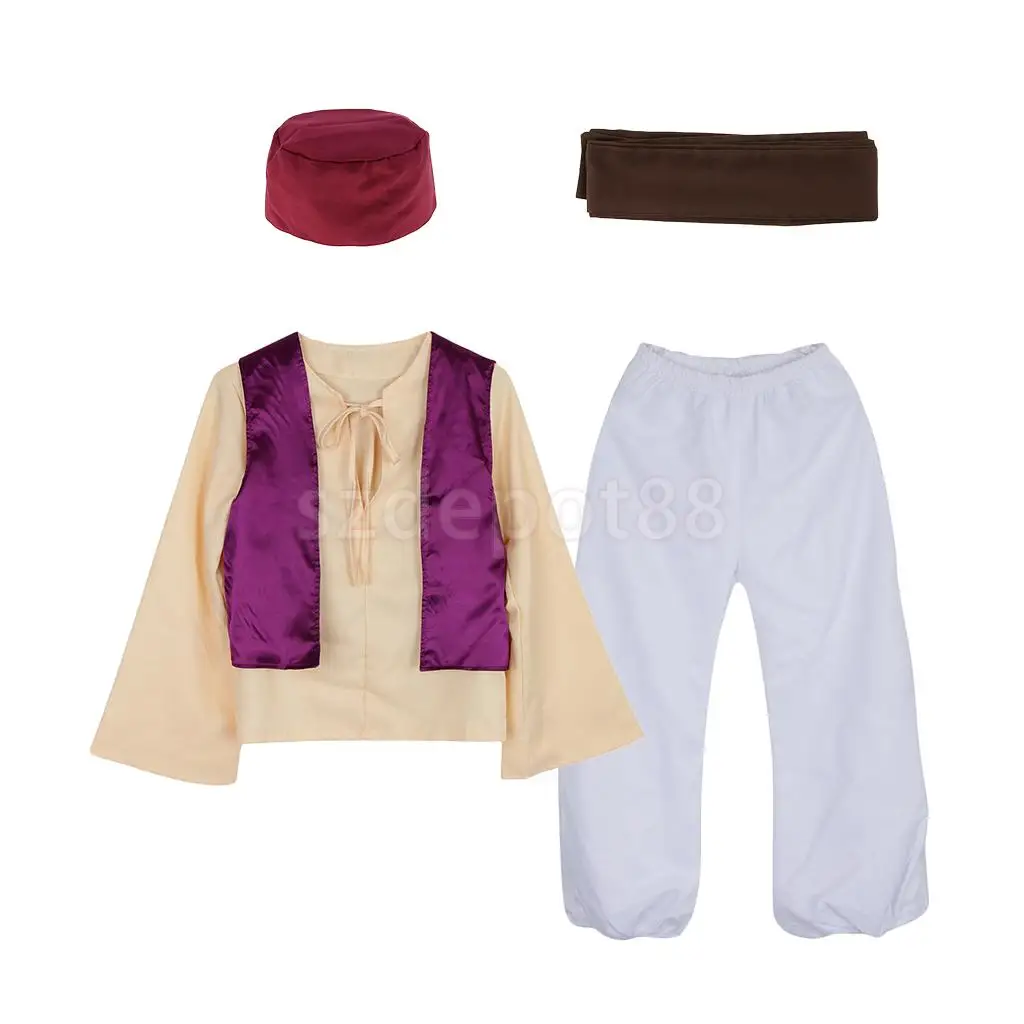 Prettyia Indian Arab Prince Costume Hat Adult Mens Sheik Cosplay Halloween Masquerade Party Outfit Anime Uniform