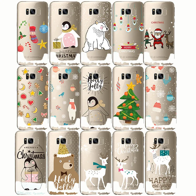 

Phone Case Natale Merry Christmas Man Year Capa Transparent Silicone Clear Cover forsamsung s8 S9 edge plus Note 8 5 4 S6 S7