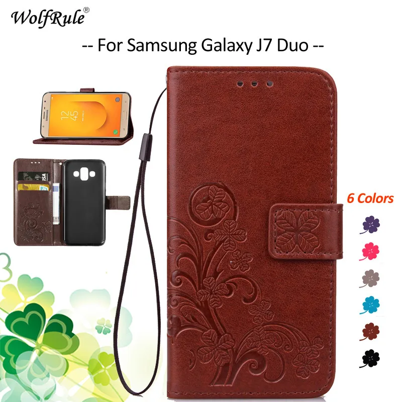 For Cover Samsung Galaxy J7 Duo Case Flip PU Wallet Phone Bag Case For