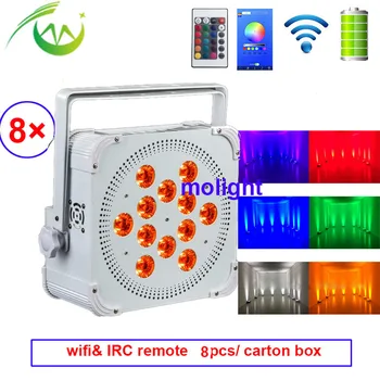 

Wireless DMX Uplighting Battery Par Light LED Disco Party Lights with Wifi&IRC Remote RGBWA UV 6in1 12*18w Par Light for Wedding
