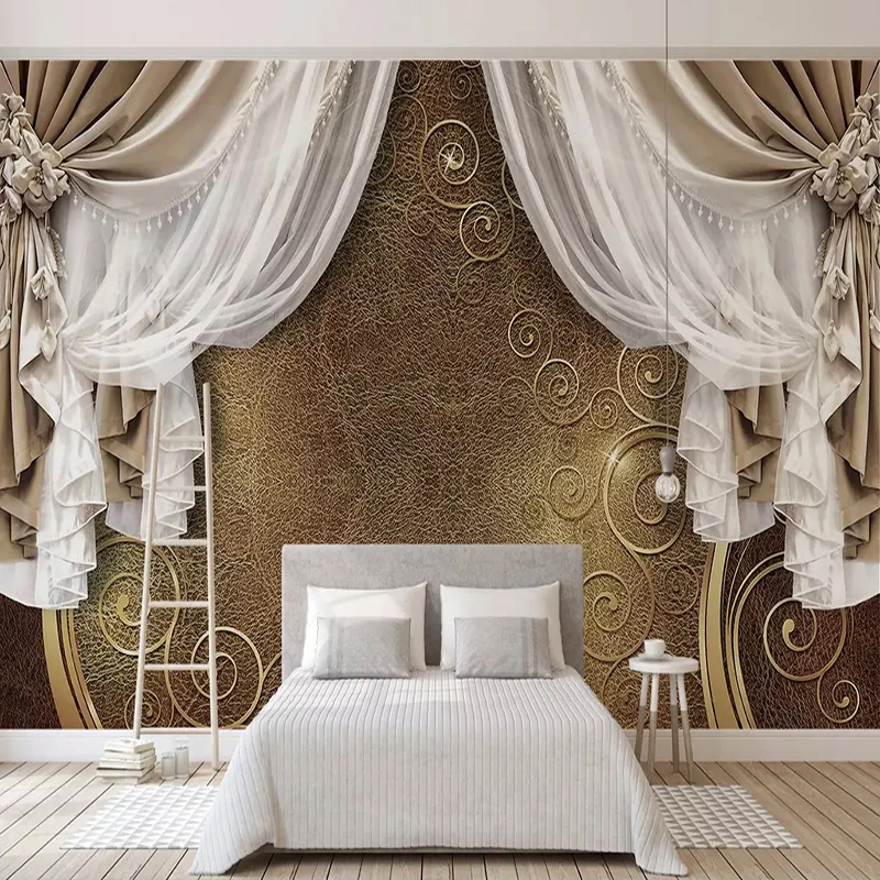 Custom Mural Wallpaper 3D European Style Curtain Lace Modern Creative Design Wall Painting Living Room Bedroom Art Wallpaper 3D Custom Mural Wallpaper 3D European Style Curtain Lace Modern Creative Design Wall Painting Living Room Bedroom Art Wallpaper 3D