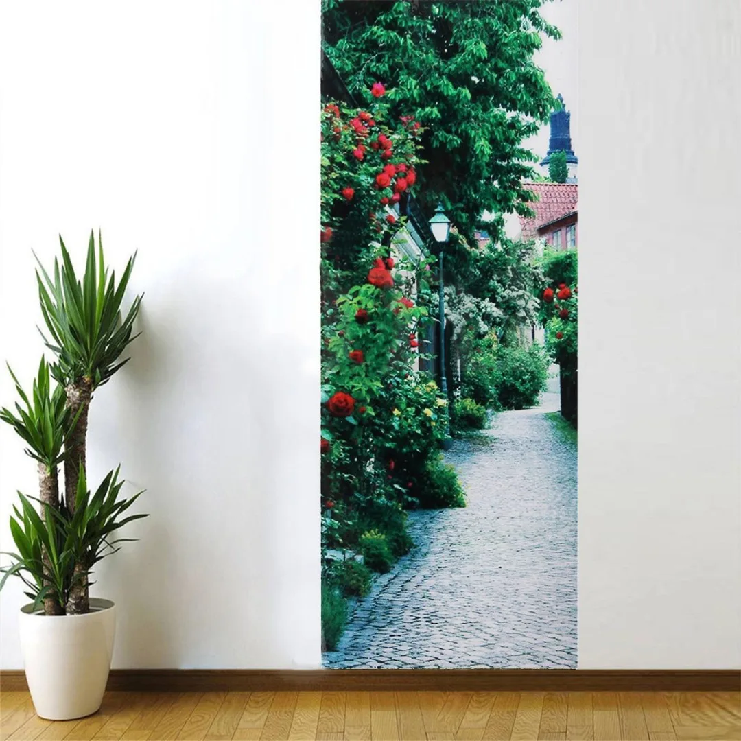 Fashion 3D Self Adhesive Scenery Door Wall Fridge Sticker Decals Wrap Mural Home Decor