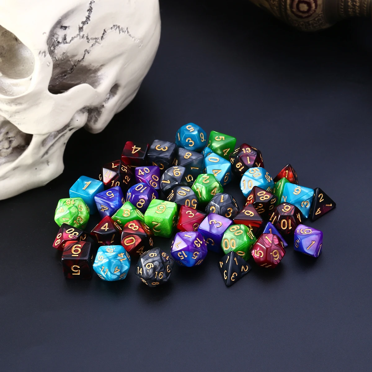PBPBOX 42pcs Polyhedral Dice for Dungeons and Dragon Board Game Dice with Number Game Playing Dices (6 sets * 7 dices) PBPBOX 42pcs Polyhedral Dice for Dungeons and Dragon Board Game Dice with Number Game Playing Dices (6 sets * 7 dices)